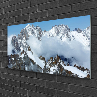 Glass Print Mountains landscape blue grey white