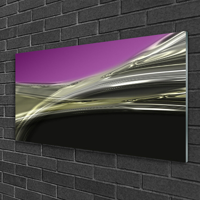 Glass Print Abstract art purple grey black