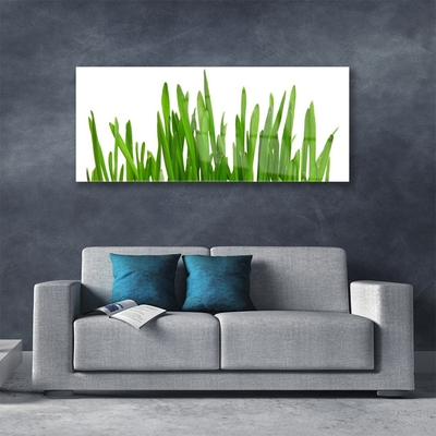 Glass Print Grass floral green white