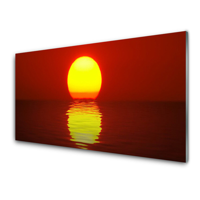 Glass Print Sunset sea landscape orange yellow