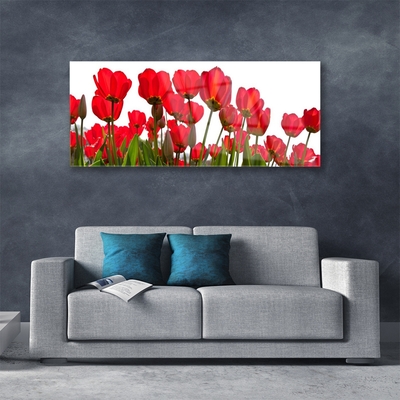 Glass Print Flowers floral red green white