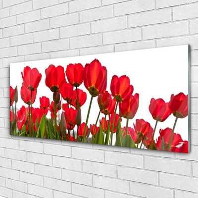 Glass Print Flowers floral red green white