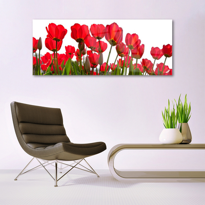 Glass Print Flowers floral red green white