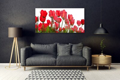 Glass Print Flowers floral red green white