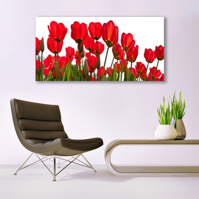 Glass Print Flowers floral red green white