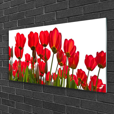 Glass Print Flowers floral red green white