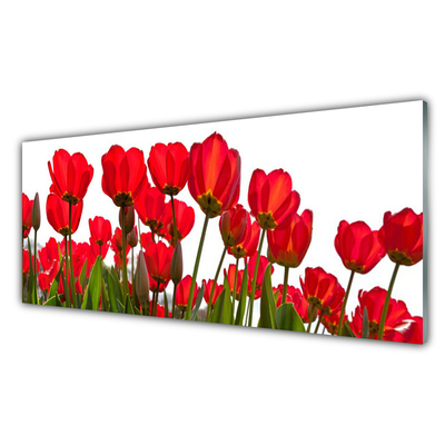 Glass Print Flowers floral red green white