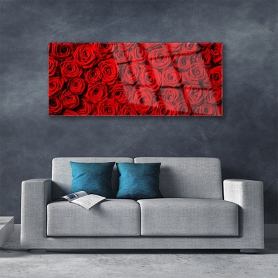 Glass Print Roses floral red green white