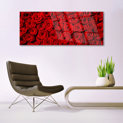 Glass Print Roses floral red green white