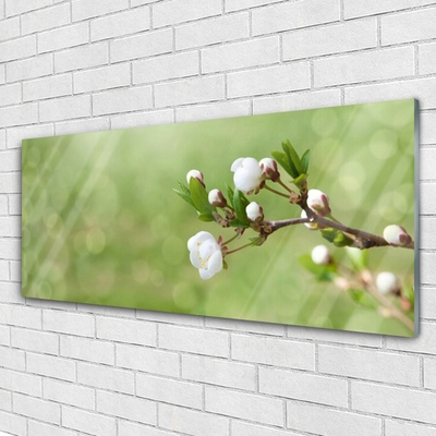 Glass Print Flowers floral green white