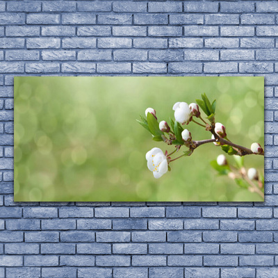 Glass Print Flowers floral green white