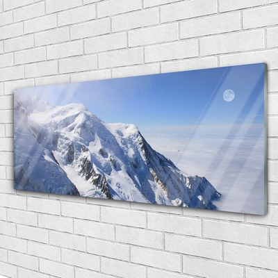 Glass Print Mountains landscape blue white