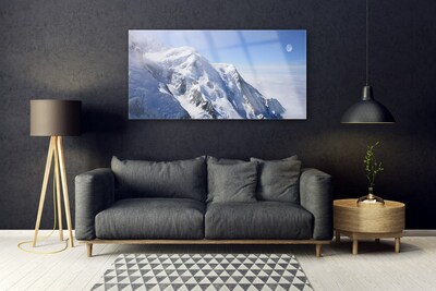 Glass Print Mountains landscape blue white