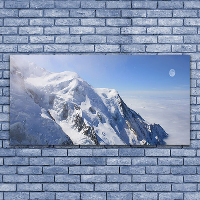 Glass Print Mountains landscape blue white