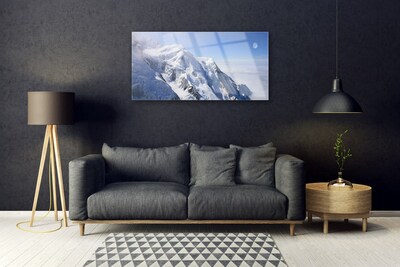 Glass Print Mountains landscape blue white