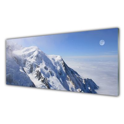 Glass Print Mountains landscape blue white