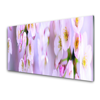 Glass Print Flowers floral white purple