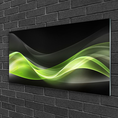 Glass Print Abstract art green grey black