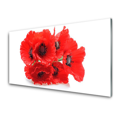Glass Print Flowers floral red white