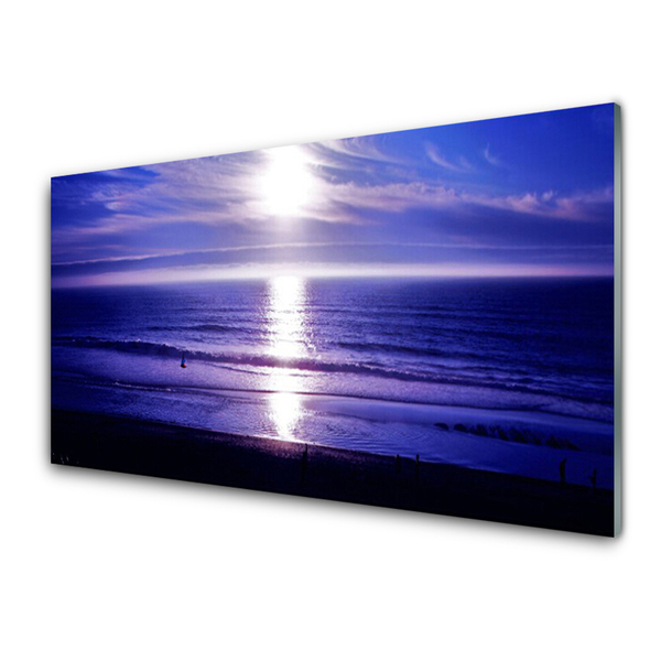 Glass Print Sea sun landscape white purple