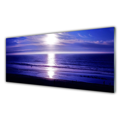 Glass Print Sea sun landscape white purple