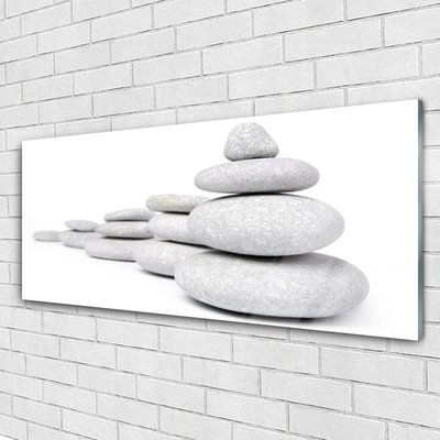 Glass Print Stones art grey white