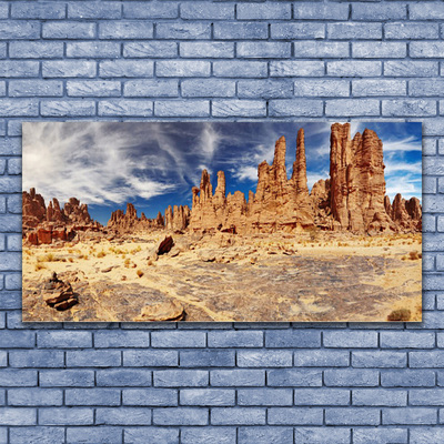 Glass Print Desert landscape brown white blue