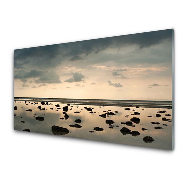 Glass Print Water landscape grey