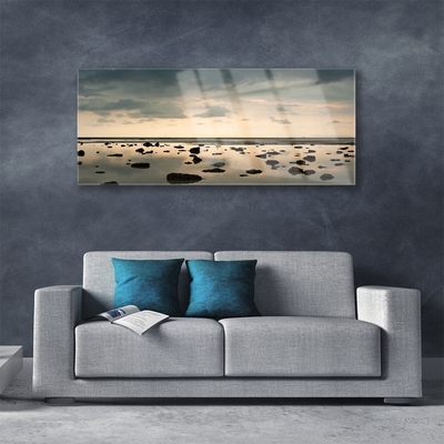 Glass Print Water landscape grey