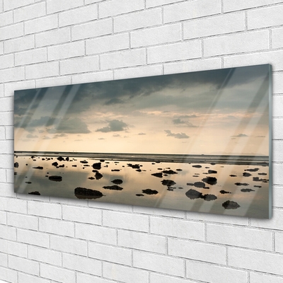 Glass Print Water landscape grey