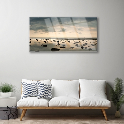 Glass Print Water landscape grey