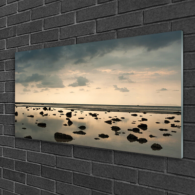 Glass Print Water landscape grey