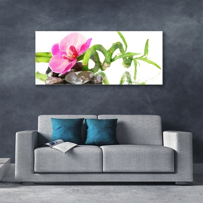 Glass Print Flower floral pink green grey white