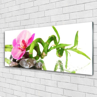 Glass Print Flower floral pink green grey white