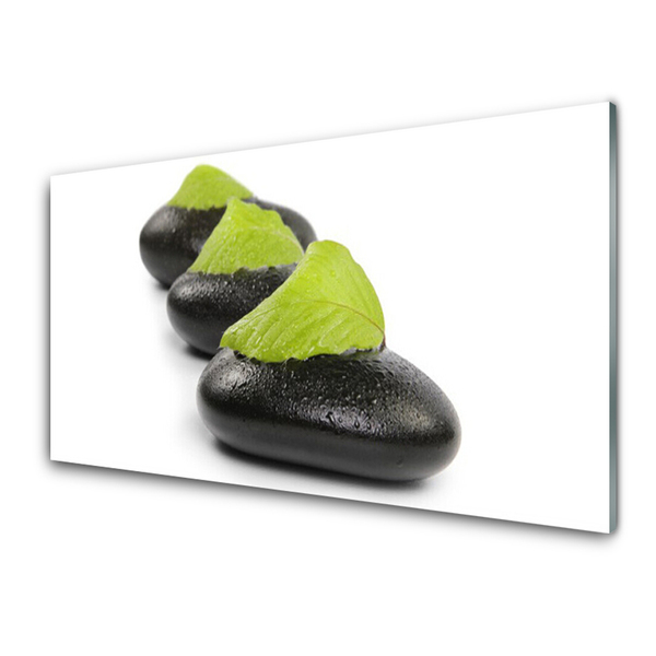 Glass Print Stones art black green white