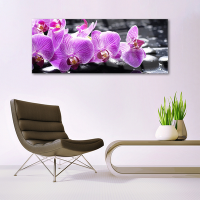 Glass Print Flower stones floral purple black