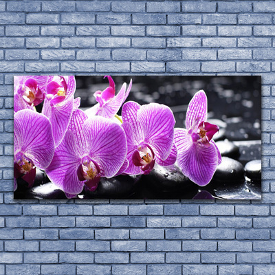 Glass Print Flower stones floral purple black