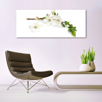 Glass Print Flower branch nature white brown green