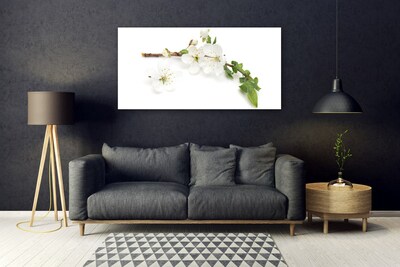 Glass Print Flower branch nature white brown green