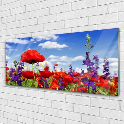 Glass Print Flowers nature red blue purple green