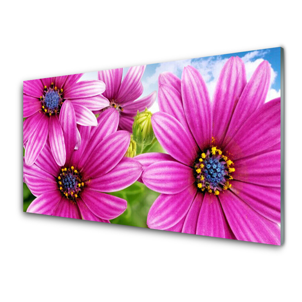 Glass Print Flowers floral pink yellow blue