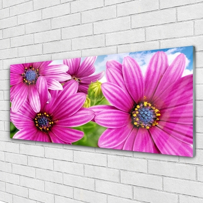 Glass Print Flowers floral pink yellow blue