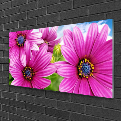 Glass Print Flowers floral pink yellow blue