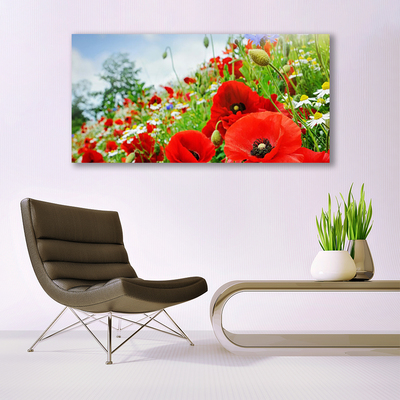 Glass Print Flowers nature red green