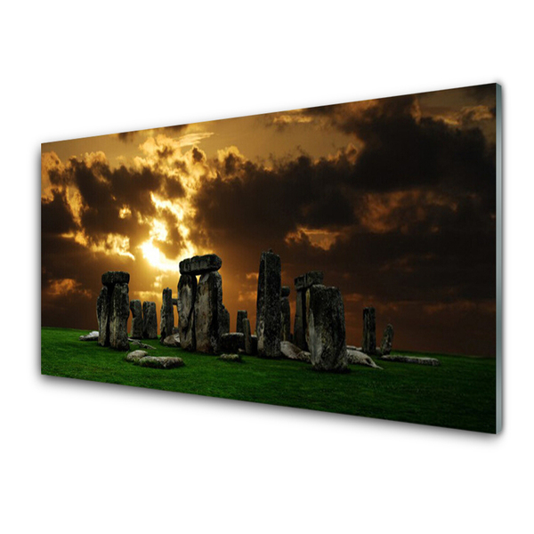 Glass Print Stones landscape grey green