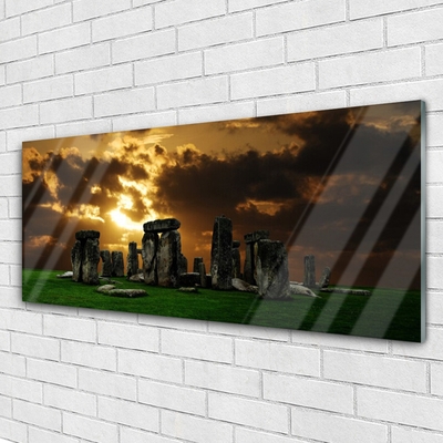 Glass Print Stones landscape grey green