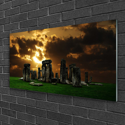 Glass Print Stones landscape grey green