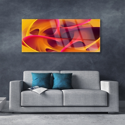 Glass Print Abstract art yellow pink