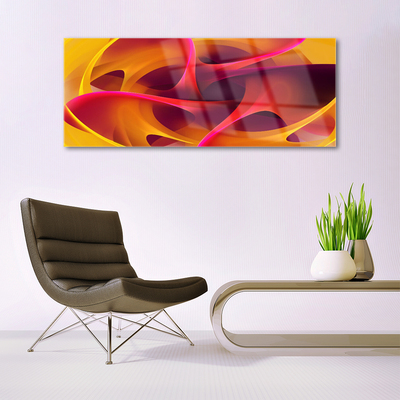 Glass Print Abstract art yellow pink