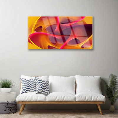 Glass Print Abstract art yellow pink